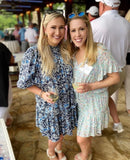 Love the Label Blue Printed Bubble Sleeve Dress- Size L
