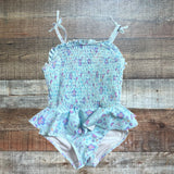 Ruffle Butts Blue Floral Smocked One Piece- Size 4T (see notes)