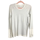 Lululemon White/Gray Striped Swiftly Tech Long Sleeve 2.0 Tee NWT- Size 6