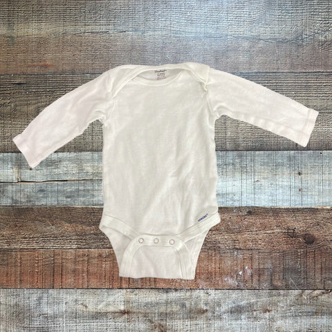 Gerber White Long Sleeve Onesie- Size 3-6M