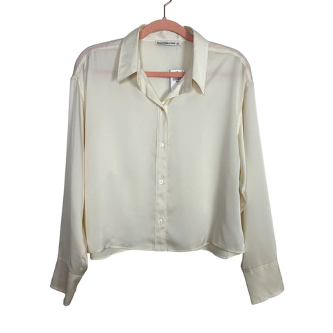Abercrombie & Fitch Off White Satin Button Up Top NWT - Size S