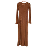 Free People One Brown Thermal Knit with Side Ruching Natasha Dress- Size S (sold out online)