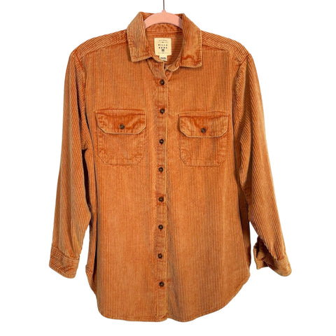 Billabong Orange Corduroy Button Front Top - Size S