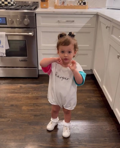 Maxwell Monograms Embroidered Harper Sweatshirt Colorblock Sleeve Bubble- Size 18-24M