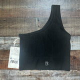 Buffbunny Black Ribbed One Shoulder Padded Sports Bra NWT- Size S