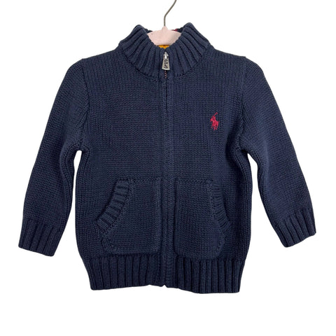 Ralph Lauren Navy Blue Knit Zip Up Jacket - Size 9M