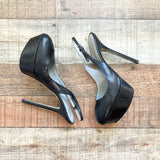 Sergio Rossi Black Platform Peep Toe Heels- Size 36
