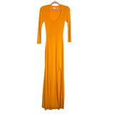 A.L.C. Golden Yellow Ribbed Knit Scoop Neck with Front Slit Maxi Dress- Size XS (see notes)