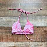 No Brand Pink Tie Dye Padded Triangle String Bikini Top- Size S