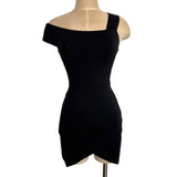 Superdown Black Asymmetrical Neckline and Hem Mini Dress NWT- Size XS