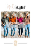 Time and Tru Brown/White Striped V-Neck Tunic Tee- Size S