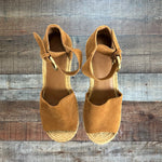 Marc Fisher Alida Brown Suede Leather Espadrille Wedge Sandals- Size 9.5
