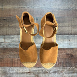Marc Fisher Alida Brown Suede Leather Espadrille Wedge Sandals- Size 9.5