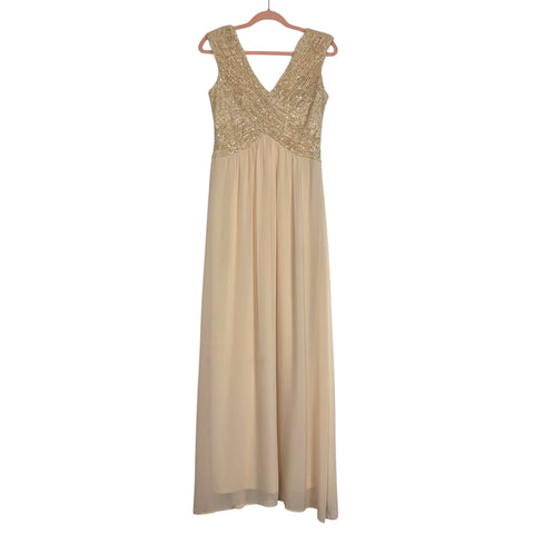 Melrose Cream Sequin Top Gown - Size 6 (See Notes)