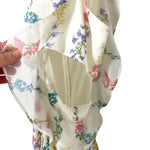 BCBGMaxazria Cream Floral Button Front Silk Side Cutouts Ruffle Asymmetrical Hem Dress- Size 4