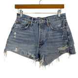 AGOLDE Parker Light Wash Distressed Raw Hem Denim Shorts- Size 26