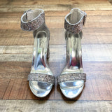 Shoe Land Silver Ankle Strap High Heel Sandals- Size 7.5