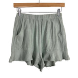 No Brand Light Sage Linen Ruffle Shorts- Size S