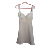 Azazie Tan with Cream Lace Bodice and Back Lace Up Dress- Size 2