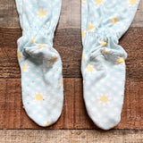 Angel Dear Light Blue/White Checked with Flowers Zip Up Footie Ruffle Butt Pajamas- Size ~3T (see notes, no size tag, fits like 3T)