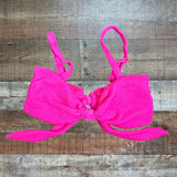Pink Lily Hot Pink Textured Knotted with Back Tie Padded Bikini Top - Size S (we have matching bikini bottoms)