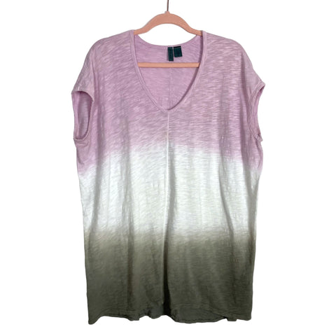 Left of Center Lavender/White/Taupe Ombre Tee- Size S (see notes)
