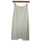 Free People White Ribbed Front Slit Skirt- Size S