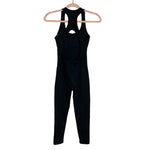 No Brand Black Ribbed Padded Racerback Back Cut Out Jumpsuit- Size S