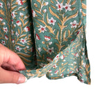 Livro Green Floral Printed V-Neck Belted Dress- Size L