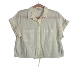 Madewell Ivory Eyelet Drawstring Waist Unlined Button Up Top- Size M (sold out online)