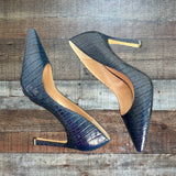 White House Black Market Teal Snakeskin Print Heels- Size 7.5