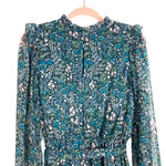 Loft Floral Pattern with Sheer Sleeves and Tie Belt Smocked Ruffle Dress- Size 8