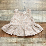 Quincy Mae Tan/Brown/Cream Floral Print Dress/Top- Size 12-18M
