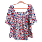 Draper James Red/Blue/Pink Berry Print Square Neck Top- Size 1X