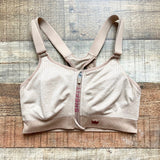 Shefit Heather Tan Zipper Front with Adjustable Straps Racer Back Sports Bra- Size S