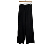 BYLT Black Linen Blend Drawstring Waist Wide Leg Pants- Size S