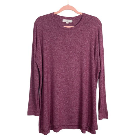 LOFT Heathered Pruple Long Sleeve Tunic Sweater Top- Size L