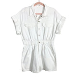 Idem Ditto White Denim Snap Front Romper- Size M (see notes)