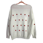 Miss Sparkling White with Red Embroidered Hearts V-Neck Sweater- Size XL (Sold Out Online!)