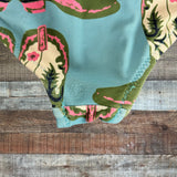 Pink Chicken Blue Cowboy Boots Ruffle Swimsuit- Size 3Y (see notes, sold out online)