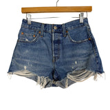 Levi Distressed Raw Hem Denim Shorts- Size 25