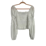 Do + Be White Smocked Ruffle Top- Size S (see notes)