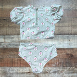 Smockingbird Green Floral Two Piece Swim Suit- Size 4
