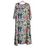 Tuckernuck Peacock Garden Print with Side Slits Dress- Size XL