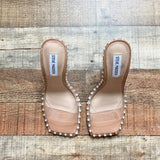 Steve Madden Clear Strap Heeled Studded Sandals- Size 7.5 (sold out online)