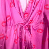 Never Fully Dressed Pink Lips Print Wrap Dress- Size 14 (see notes)