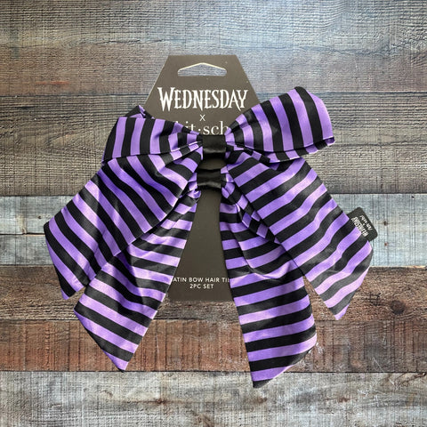 Wednesday x Kitsch 2 Piece Satin Bow Hair Ties (NEW)