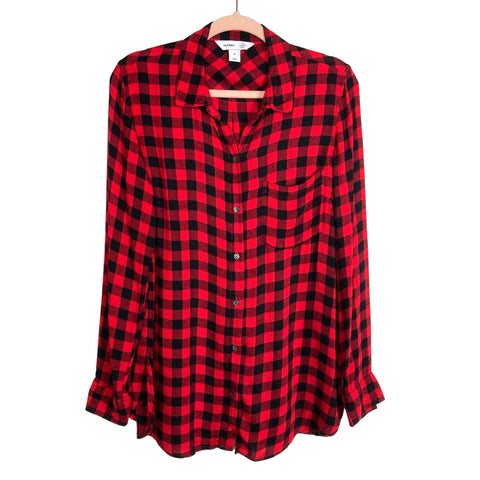 Old Navy Red/Black Buffalo Plaid Classic Shirt Button Up- Size M