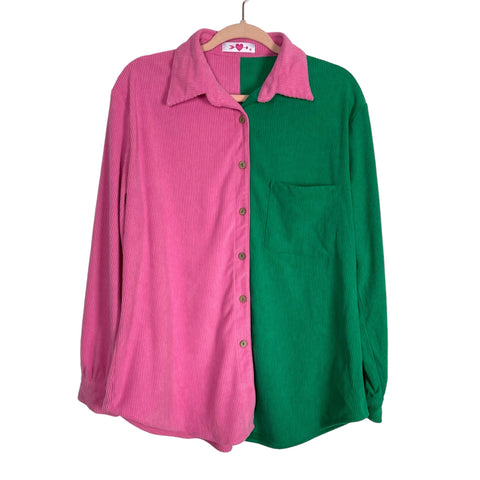 Buddy Love Pink/Green Corduroy Pierce Short Set- Size M (sold out online, sold as a set)