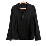 BYLT Premium Basics Black Linen Blend Back to Basics Long Sleeve Collar Button Down NWT- Size S
